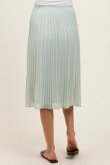 Mint Swiss Dot Pleated Maternity Midi Skirt