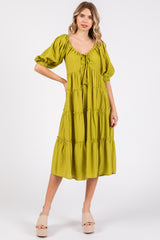 Lime Tiered Midi Dress