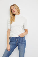 Ivory Short Sleeve Turtleneck Top