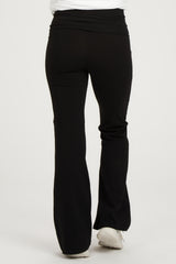 Black Flare Leg Fold Over Maternity Leggings