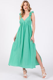 Mint Green Ruffle Strap Midi Dress