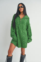 Green Knit Sweater Dress