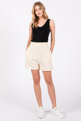 Cream Raw Edge Sweat Shorts