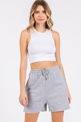 Grey Raw Edge Sweat Shorts