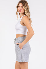 Grey Raw Edge Sweat Shorts