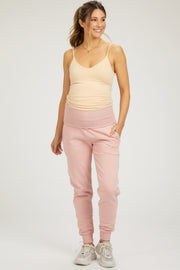 Light Pink Slim Fit Maternity Joggers