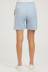 Light Blue Drawstring Maternity Shorts