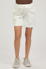 Cream Drawstring Maternity Shorts