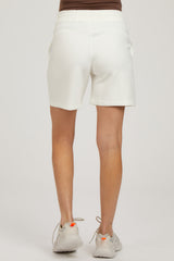 Cream Drawstring Maternity Shorts