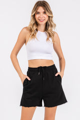 Black Drawstring Maternity Shorts