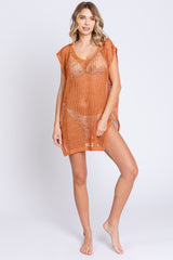 Orange Crochet Coverup Maternity Mini Dress