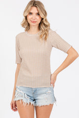 Taupe Striped Short Sleeve Maternity Top