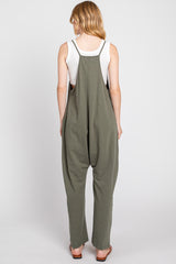 Olive Knit Front Pocket Overall