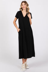 Black Fleece Hooded Midi Dress