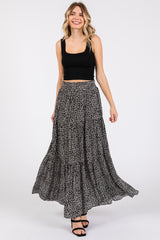 Black Floral Tiered Maxi Skirt