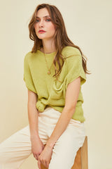 Sage Knit Pocket Front Top