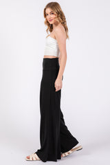 Black French Terry Wide Leg Lounge Pants