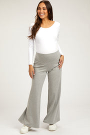 Heather Grey French Terry Wide Leg Maternity Lounge Pants