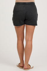 Charcoal Faded Wash Maternity Drawstring Shorts