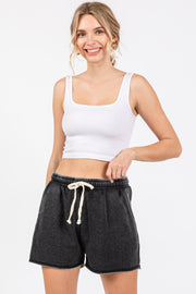 Charcoal Faded Wash Drawstring Shorts