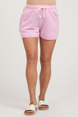 Pink Faded Wash Maternity Drawstring Shorts