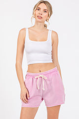 Pink Faded Wash Maternity Drawstring Shorts