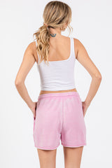 Pink Faded Wash Drawstring Shorts