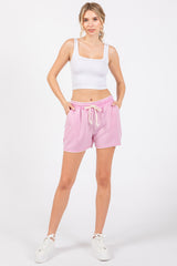 Pink Faded Wash Drawstring Shorts