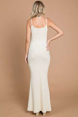 Cream Ribbed Maxi Dress