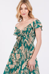 Jade Tropical Print Smocked Short Sleeve Maxi Dress