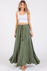 Olive Tassel String Maxi Skirt