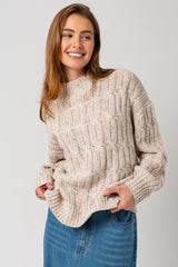 Beige Speckled Knit Maternity Sweater