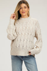 Beige Speckled Knit Maternity Sweater