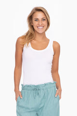 White Scoop Neckline Maternity Tank Top