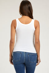 White Scoop Neckline Maternity Tank Top