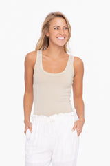 Beige Scoop Neckline Maternity Tank Top