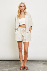 Beige Drawstring Shorts