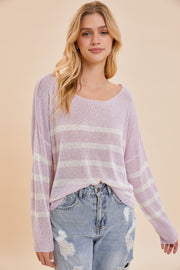 Lavender Stripe Knit Top