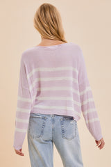 Lavender Stripe Knit Top