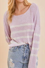 Lavender Stripe Knit Top