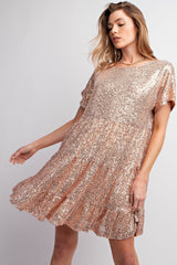 Champagne Tiered Sequins Dress