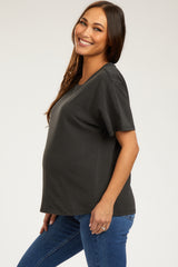 Charcoal Short Sleeve Maternity Top