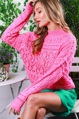 Fuschsia Open Knit Sweater