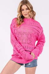 Fuschsia Open Knit Sweater