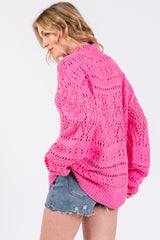 Fuschsia Open Knit Sweater