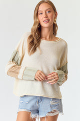 Cream Multi Stripe Sleeve Sweater Top