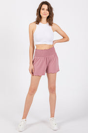 Mauve Smocked Lounge Shorts