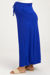 Royal Blue Drawstring Maternity Maxi Skirt