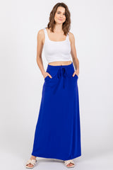 Royal Blue Drawstring Maternity Maxi Skirt