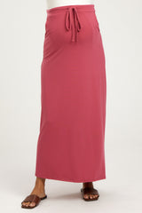 Salmon Drawstring Maternity Maxi Skirt